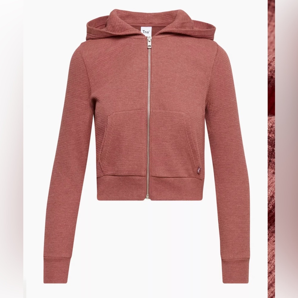 TNA Waffle Cropped Zip Up Hoodie